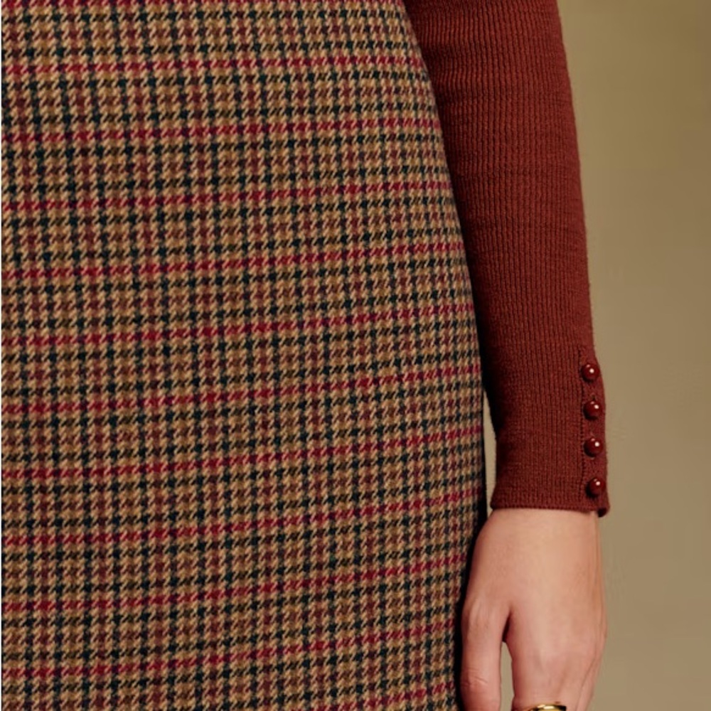 Sezane Malia Mini Skirt, Brown Houndstooth - Picture 2 of 6